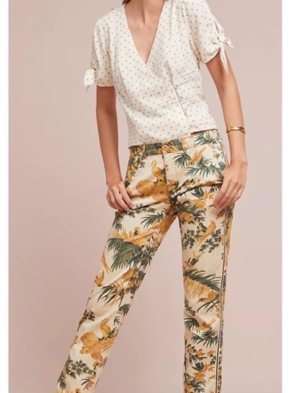 Anthropologie relaxed floral straight leg chino pants - size 27